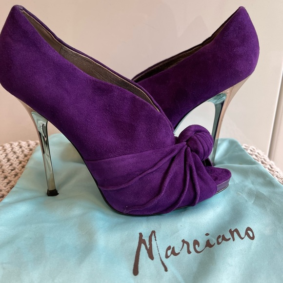 MARCIANO Vintage - Purple with Silver Heels - Suede Knot Booties - Picture 8 of 9